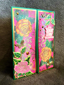 Ornamental Floral Print with Diecut Butterfly and Rose Accents It’s Your Day Celebrate Gatefold Card