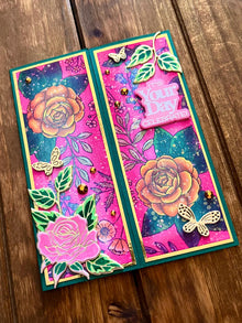 Ornamental Floral Print with Diecut Butterfly and Rose Accents It’s Your Day Celebrate Gatefold Card
