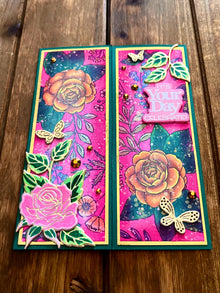 Ornamental Floral Print with Diecut Butterfly and Rose Accents It’s Your Day Celebrate Gatefold Card