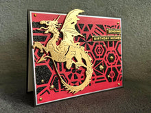 Gold Dragon Black Glitter Geometric Print Background Sending Birthday Wishes Card