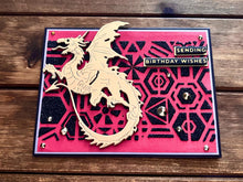 Gold Dragon Black Glitter Geometric Print Background Sending Birthday Wishes Card