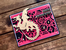 Gold Dragon Black Glitter Geometric Print Background Sending Birthday Wishes Card