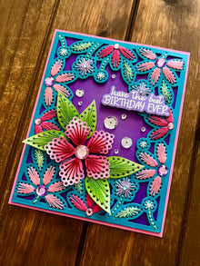 Hand Stitched Pastel Floral Frame Best Birthday Ever Card