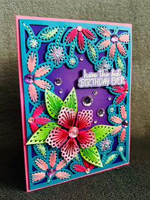 Hand Stitched Pastel Floral Frame Best Birthday Ever Card