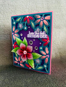 Hand Stitched Pastel Floral Frame Best Birthday Ever Card