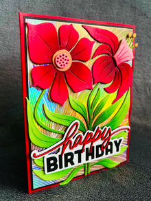 Elegant Red Daffodil Duo Happy Birthday Card