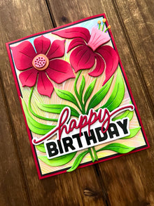 Elegant Red Daffodil Duo Happy Birthday Card