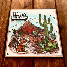 Bull and Cactus Desert Scene Happy Birthday Card