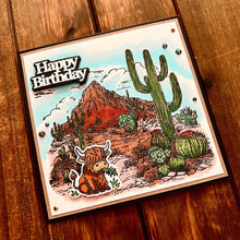 Bull and Cactus Desert Scene Happy Birthday Card