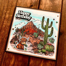 Bull and Cactus Desert Scene Happy Birthday Card