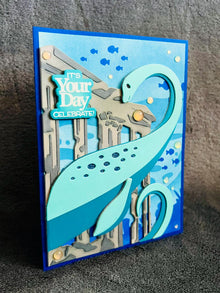 Teal Lochness Monster in Underwater Seascape Its Your Day Celebrate Card