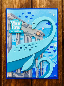 Teal Lochness Monster in Underwater Seascape Its Your Day Celebrate Card