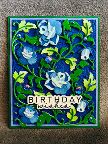 Blue Rose Vines Birthday Wishes Card