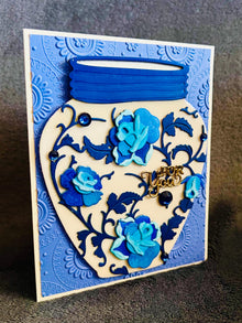 Chinoiserie Vase with Blue Rose Vines For You Card