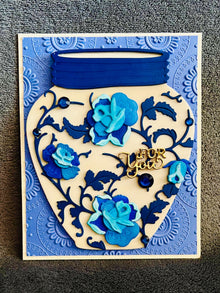 Chinoiserie Vase with Blue Rose Vines For You Card