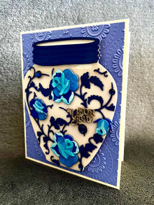 Chinoiserie Vase with Blue Rose Vines For You Card