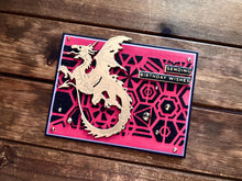 Gold Dragon Black Glitter Geometric Print Background Sending Birthday Wishes Card