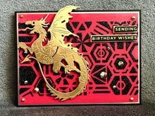 Gold Dragon Black Glitter Geometric Print Background Sending Birthday Wishes Card