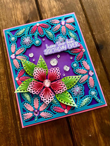 Hand Stitched Pastel Floral Frame Best Birthday Ever Card