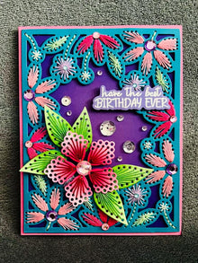 Hand Stitched Pastel Floral Frame Best Birthday Ever Card