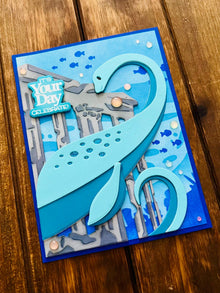 Teal Lochness Monster in Underwater Seascape Its Your Day Celebrate Card