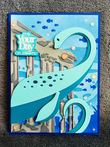 Teal Lochness Monster in Underwater Seascape Its Your Day Celebrate Card