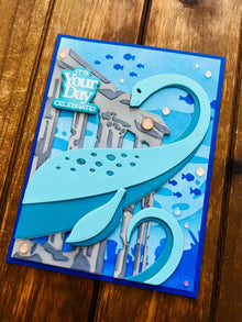Teal Lochness Monster in Underwater Seascape Its Your Day Celebrate Card