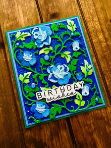 Blue Rose Vines Birthday Wishes Card