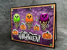 Ice Cream Scoop Ghosts and Pumpkins Happy Halloween Card