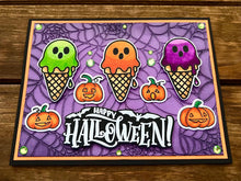 Ice Cream Scoop Ghosts and Pumpkins Happy Halloween Card