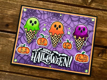Ice Cream Scoop Ghosts and Pumpkins Happy Halloween Card