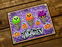 Ice Cream Scoop Ghosts and Pumpkins Happy Halloween Card